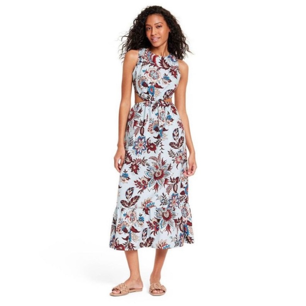 Rhode X Target NWT Boho Tropical Floral Print Cut Out Midi Dress Sz XL